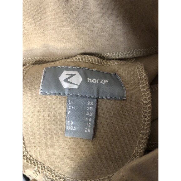 Womens Horze Equestrain Ella Tan Pull On Knee Patch Breeches Pants Size 26 - Picture 4 of 5